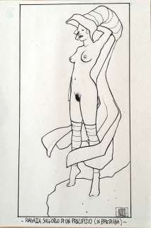 Nizzoli, Marco | original illustration "Ragazza sull’orlo del precipizio" | Catawiki