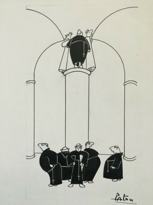 Signed Ink PATON " Cache Cache Party " Monks In A Cloister Posing | eBay US (Buy It Now)