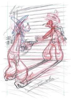 Vendetta, Z. | Original Sketch  - Goofy shooting faster than his own shadow | Catawiki