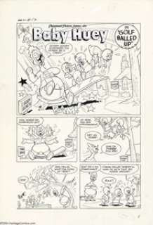 Marty Taras - Paramount Animated Classics #11, pages 1-5 Original Art (Harvey, 1954). Baby Huey caddies for the - | Heritage