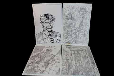 Original comic art drawing Batman joker 4 Page lot | misc / divers