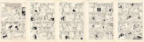 Chic Young’s Blondie - #163 - The last mile - x5 Original pages - 1965 | Catawiki
