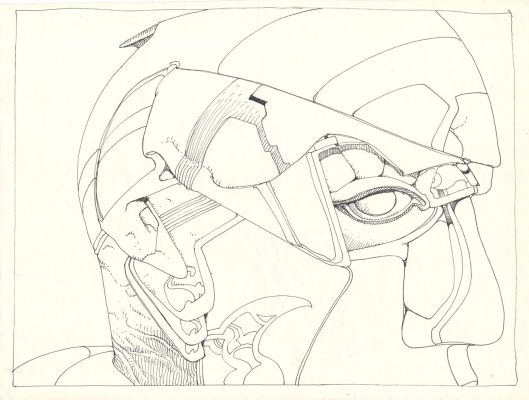 (Jean Giraud) Moebius | Cyborg Large Sci-Fi Illustration (With Signed Moebius Business Partner Coa) 1993 | Romitaman