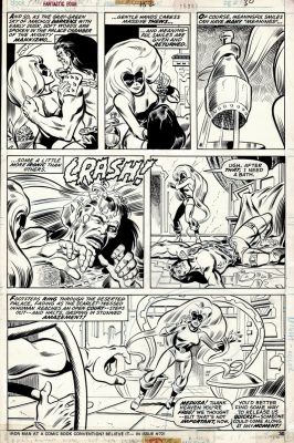 Jim Mooney, Rich Buckler | Fantastic Four #152 P 30 (Medusa Throughout As She Battles & Knocks Out Mahkizmo!) 1974 | Romitaman