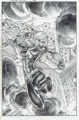 Michael Ryan - Fear Itself: Black Widow #1 Cover (Beautiful Sexy Black Widow Swings Past the Eiffel Tower!) 2011