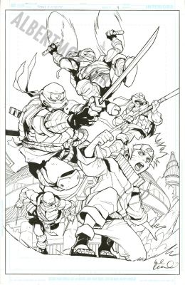 Karl Kerschl | Teenage Mutant Ninja Turtles And Naruto Issue 4 Page Cover | Albert Moy