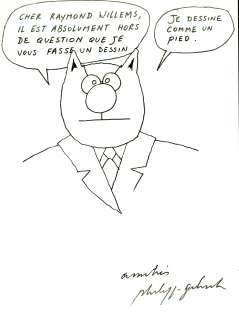 GELUCK Philippe Dédicace ancienne représentant le chat (probablement une des [...] | Vermot et Associés