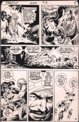 Vintage Stats And Production Art | Tarzan #232 P.4 - Horse Kidnapper - Vintage Joe Kubert Stat - 1974 | Anthony’s Comic Book Art