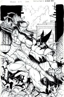 Edgar Tadeo, Leinil Francis Yu | Wolverine #114 Unpublished Cover (Awesome Battle Scene! Another Penciled Cover Scene on Back!) 1997 | Romitaman