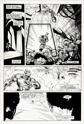 Andy Lanning, Liam Sharp | Death’s Head II #1 P 5 (Deaths Head II & Death’s Head I!) Large Art 1992 | Romitaman