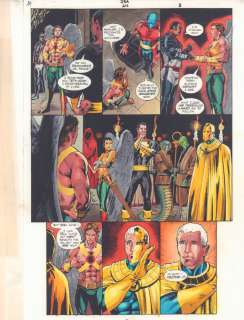 John Kalisz, Michael Bair, Stephen Sadowski - Jsa #24 p. 3 color guide art - black adam, doctor fate, hawkman, hawkgirl, & mister terrific - 2001