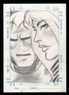 George Tuska | 1998 Iron Man & Pepper Potts Skybox Marvel the Silver Age Sketch Card Sketchagraph By George Tuska | Romitaman