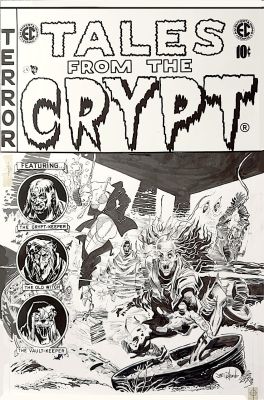 Joe Orlando | Orlando, Joe - Tales From the Crypt Homage Cover, Ghastly Underwater Ghosts & Ghouls | Cool Lines Art