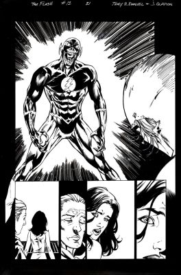 Jonathan Glapion, Tony Daniel | Flash: the Fastest Man Alive #12 P 21 Splash (Awesome Flash Staring At Zombie Flash!) 2007 | Romitaman