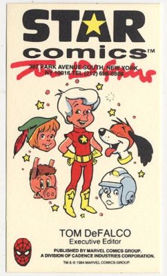 Tom Defalco | 1984 Star Comics Executive Editor Business Card, Autographed | Catskill Comics