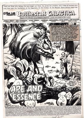 Walt Simonson | Simonson, Walt Signed - Battlestar Galactica #17 Pg 1 Splash, Large Alien Creature 1980 | Cool Lines Art