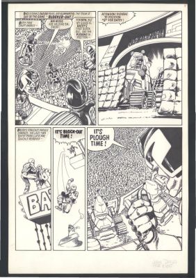 John Byrne | John Byrne Penciled + Inked Judge Dredd Large Art - Lots of Dredd! Issue 2000Ad Sci-Fi Special 1983 Page 10 | Koch Comic Art