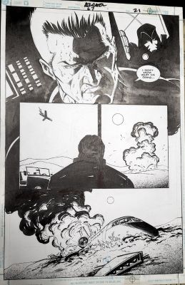 Rober Robinson - Azrael #67 Pg 21, New Azrael & Jean-Paul Crash a Jet $150 | Cool Lines Art