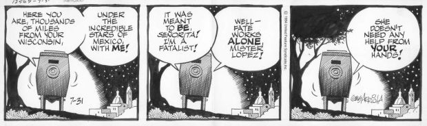 Gus Arriola | Arriola, Gus - Gordo Daily, Gordo on a Date with Car Rocking, 7/31 1984 | Cool Lines Art