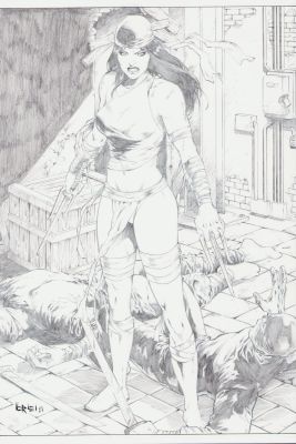 Unknown Artist? | Elektra Detailed Pencil Commission - Signed | Anthony’s Comic Book Art