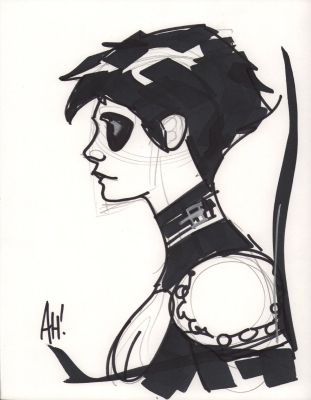 Adam Hughes | Domino Profile Commission - Signed | Anthony’s Comic Book Art