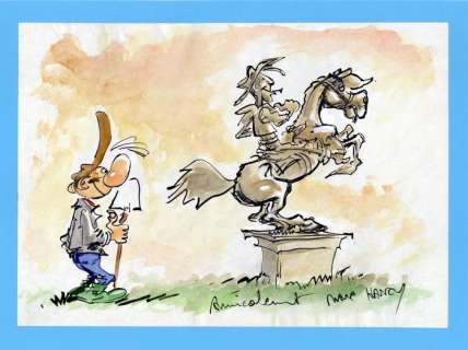 Hardy, Marc - Dessin original en couleur directe - Pierre Tombal - Hommage Ã  Lucky Luke | Catawiki