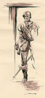 Mazure, Alfred - Original art for â€œRuiter Jensâ€ - Man in deuropening - (1944) | Catawiki