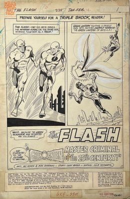 Dick Giordano Irv Novick | The Flash #225 Pg 1 (Dc, 1974) Green Lantern & Reverse Flash | Will’s Comic Art Page