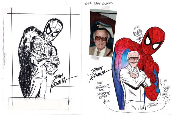 John Romita Sr. | Stan Lee’s ’How To Draw Comics’ Cover / Pinup Ink Prelim & Hand Colored Print with Ink Notes (2009) | Romitaman