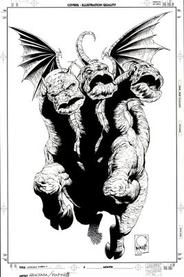 Jimmy Palmiotti, Joe Quesada | The Monster Hunters in the Marvel Universe #4 Cover (3-Headed Guardian of Monster Isle!) 1998 | Romitaman