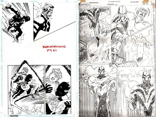 Manny Clark - The Ray #12 P 21 (4 Panels Drawn on 11 X 17 Inch Art Board, Art Comes with Full Size Pencil Copy) 1995
