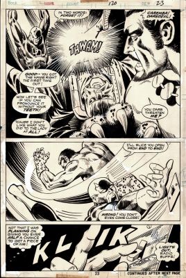 Bob Brown Vince Colletta | Daredevil #120 P 23 Semi-Splash (Best Battle Page in Book! Dd Battles the Jaguar in His Very 1St Appearance, & Hydra!) 1974 | Romitaman