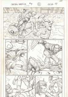 John Romita Jr., Klaus Janson - Captain america #9 p. 12 - cap vs. Arnim zola - 2013