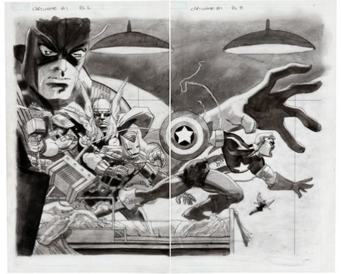 Tim Sale Original Art Captain America White #1 Double Page Splash Pages 2 & 3 | eBay US (Buy It Now)