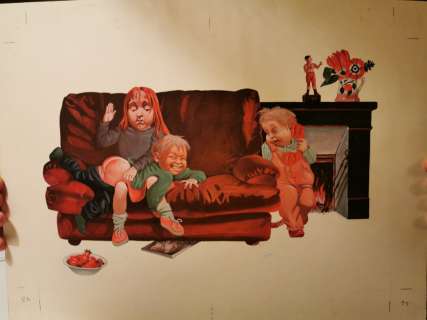 Nicole Claveloux | Rouge, bien rouge – non paginé 6 Christian Bruel, Didier Jouault Le Sourire qui mord, 1986 Huile sur papier 40 x 30 cm | JML Arts