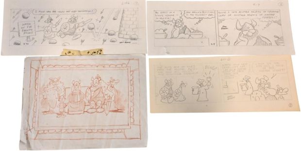 Lot 84 - 4 Chris Browne, Hagar the Horrible Daily Comic Strip Original Art to include three original hand drawn pencil comic… | misc / divers