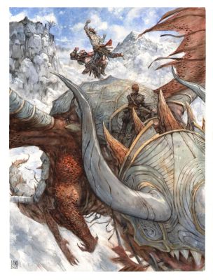 Henrichon Niko | Grande aquarelle originale de God of War | Galerie Napoléon