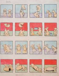 Rabier. Benjamin. (1864-1939) | RABIER. Benjamin. Â«La danse des deux chiensÂ». Gouache sur papier pour& | Tessier Sarrou