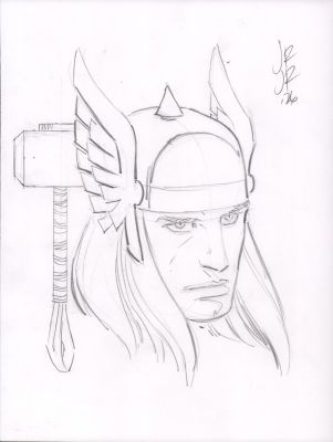 John Romita Jr. | Thor Head with Mjolnir Pencil Sketch - Signed - 2026 | Anthony’s Comic Book Art