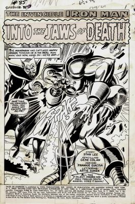 Frank Giacoia, Gene Colan - Tales of Suspense #85 P 1 Splash (2 Huge Images of Iron Man & the Mandarin Battling!) Large Art - 1966