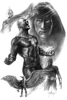 Claudio Aboy | Black Adam Featuring Doctor Fate, Hawkman, Atom Smasher ** Dwayne Johnson ** Marvel/Dc Artist Claudio Aboy 14" X 20" | ComicArtFans Classifieds