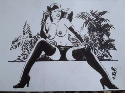 Bernet, Jordi - Claire de nuit - Claire au chapeau - 1 Dessin(s) original - 2000 | Catawiki