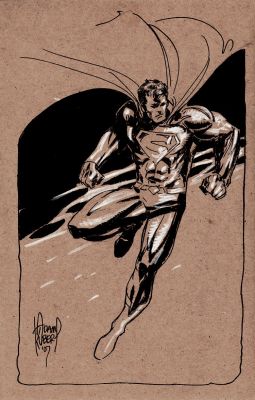 Adam Kubert | Superman Mixed Media Pinup (2007) | Romitaman