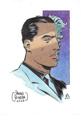 Paolo Rivera | Harvey Dent Two-Face Batman Animated Painted Headshot Illustration Page Painted Illustration | Splash Page
