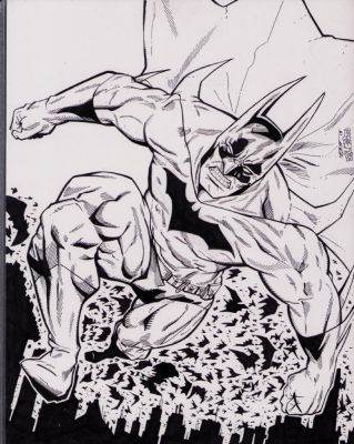 Eric Negron, Joe Delbeato | Batman Detailed Ink Art Commission - Signed 2X 2013 | Anthony’s Comic Book Art