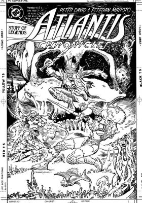 Estaban Maroto | Maroto, Esteban - Atlantis Chronicles #5 Cover, Female Warrior W/ Sword 1990 | Cool Lines Art