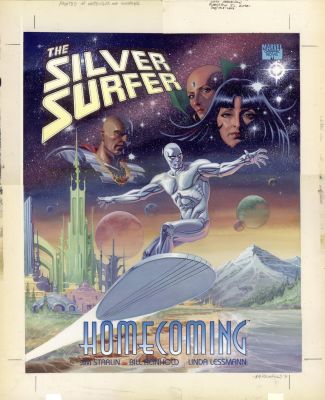 Jim Starlin | Reinhold, Bill / Jim Starlin - Marvel Graphic Novel #71 Silver Surfer "Homecoming" Lrg Painted Cover 1991 | Cool Lines Art