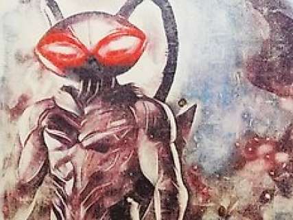 Black Manta - Original artwork  - on a wooden plate - (2018) 