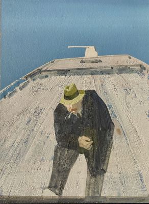 Ferenc Pinter | Original cover for "Maigret si commuove". Cm. 12x17. Gouache on board. Mint. Code 2190 | Segni e Disegni