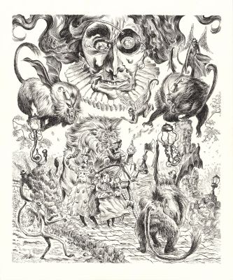 Troy Nixey | Troy Nixey - Incredible Drawing of the Wizard of Oz Cast! Wonderful Pen Work! | ComicArtFans Classifieds